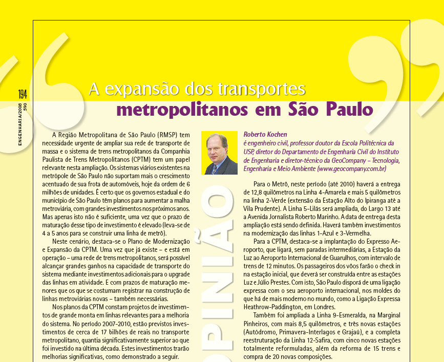 A Expansão dos Transportes Metropolitanos em São Paulo - Fevereiro/2008