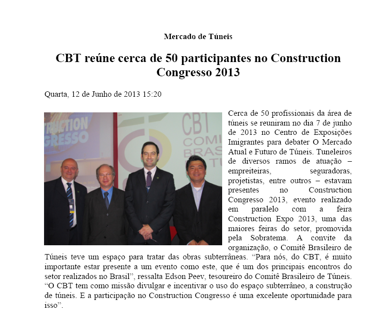 CBT Reúne Cerca de 50 Participantes no Contruction Congresso - Junho/2013